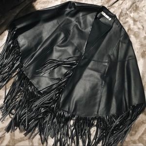 Leather Fringe Poncho